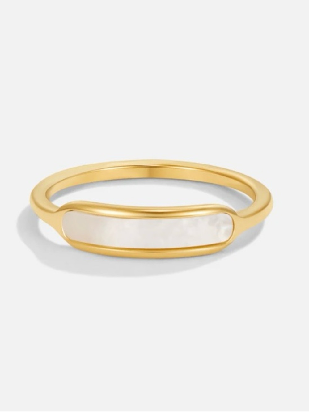 Gold Ring with Pearl White Inlay - Elegant Women’s Band size 8.
